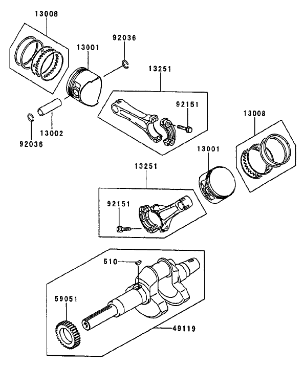 PistonCrankshaft Kawasaki FD750D AS03