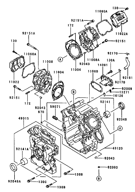CylinderCrankcase Assembly Kawasaki FD750D AS03