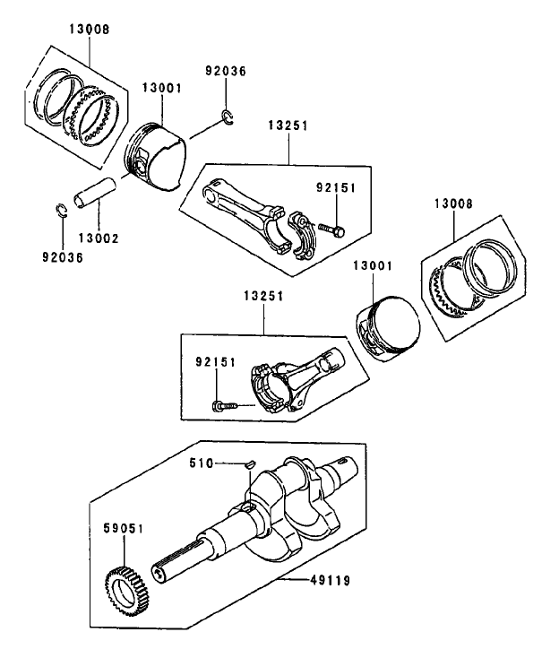 PistonCrankshaft Assembly Kawasaki FD750D AS03