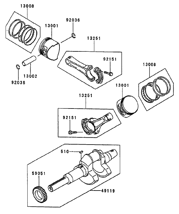 PistonCrankshaft Assembly Kawasaki FD750D AS03