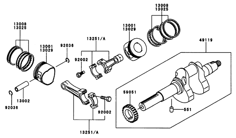 Pistoncrankshaft Kawasaki Fd661d As 03