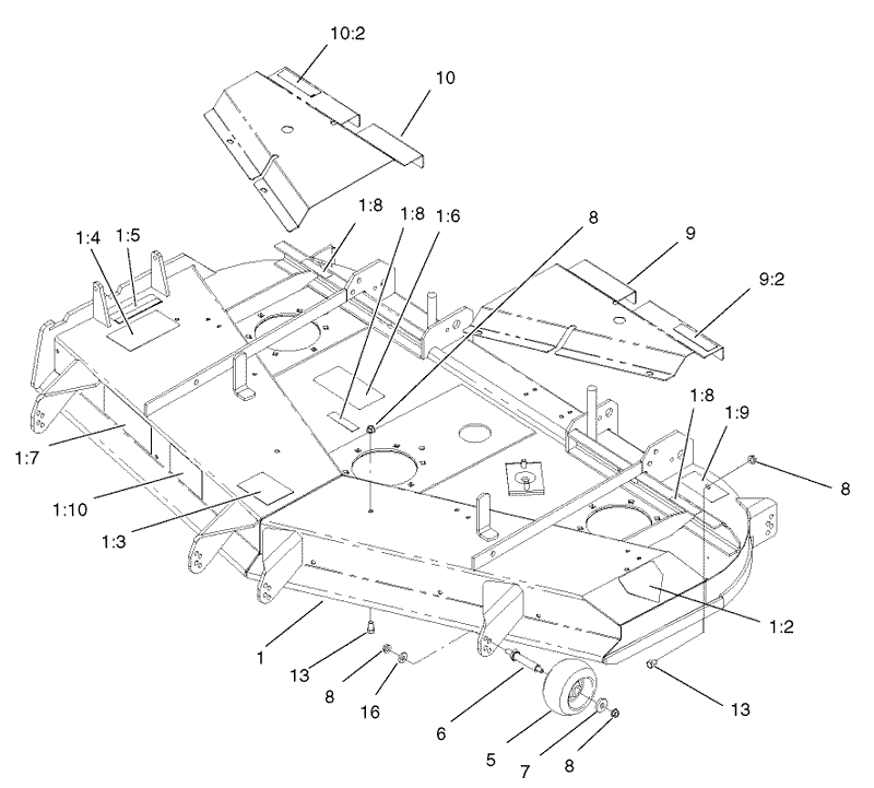 Deck Deflector and Roller Assembly