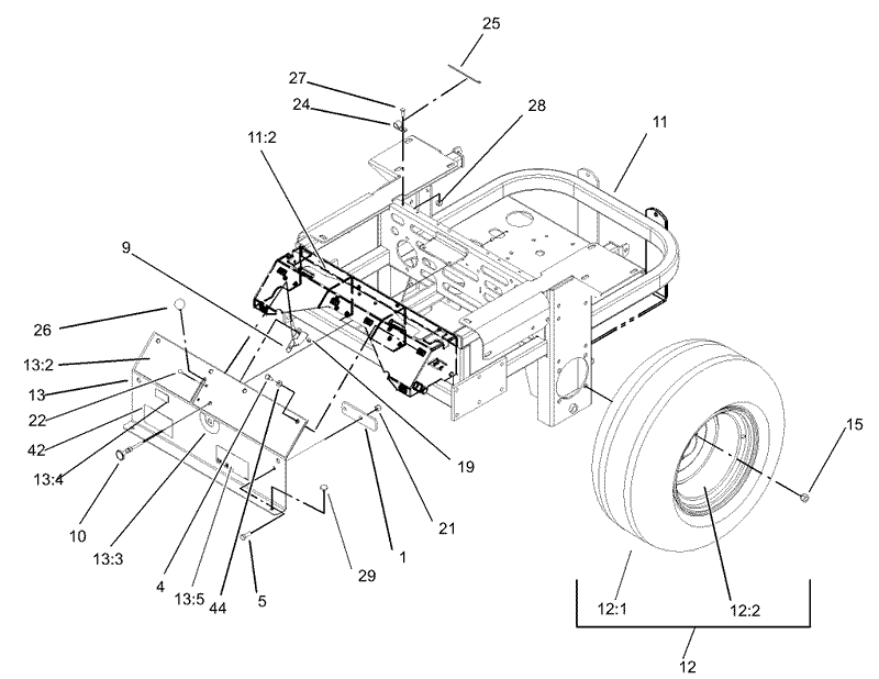 Rear Frame and Wheel Assembly