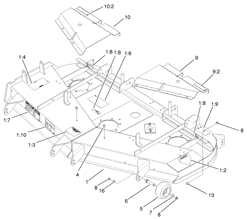 Deck Deflector and Roller Assembly