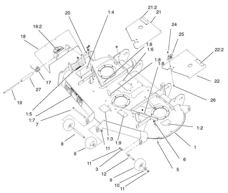 Deck Deflector and Roller Assembly