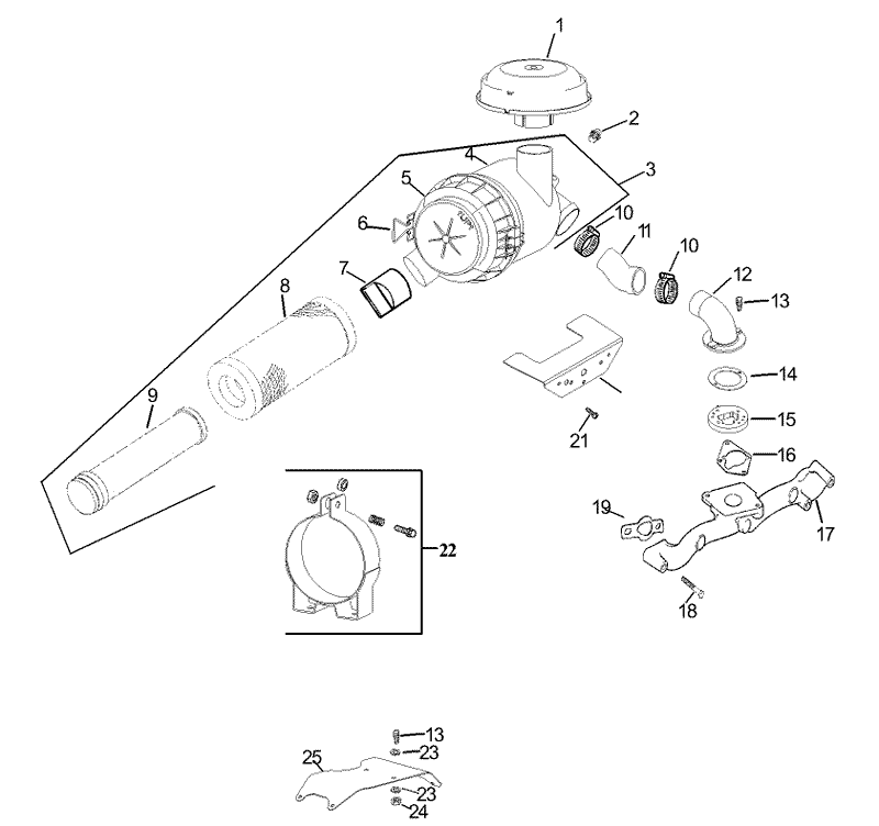 Group 10 Air IntakeFiltration Assembly Kohler CH740 0007