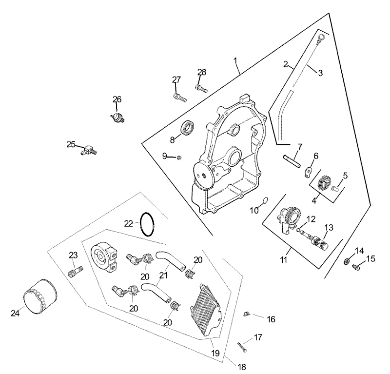 Group 3 Oil PanLubrication Assembly Kohler CH740 0007