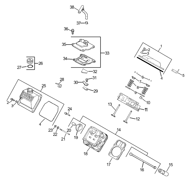 Group 4 HeadValveBreather Assembly Kohler CH740 0007