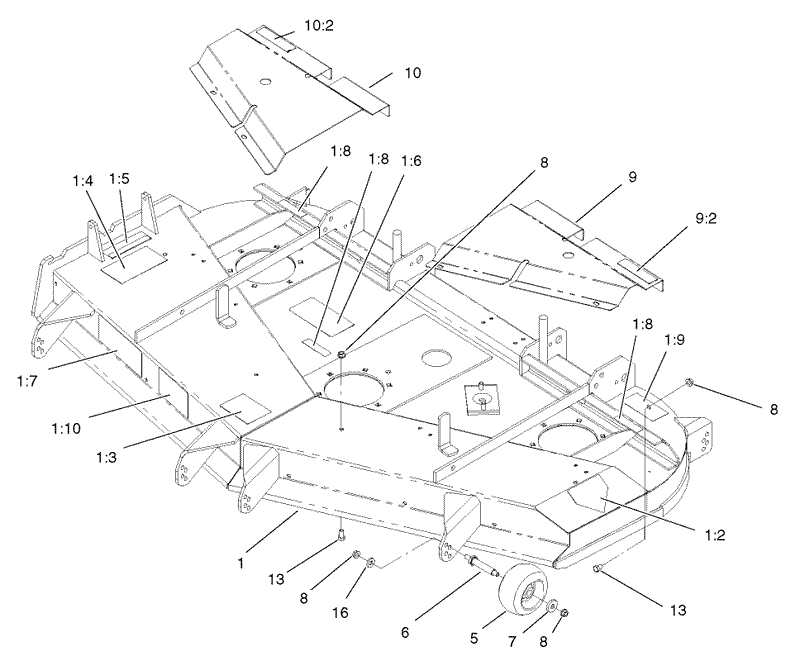 Deck Deflector and Roller Assembly