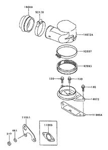 Air FilterMuffler Assembly Kawasaki FD750D-AS03