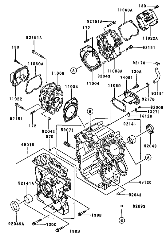 CylinderCrankcase Assembly Kawasaki FD750D AS03