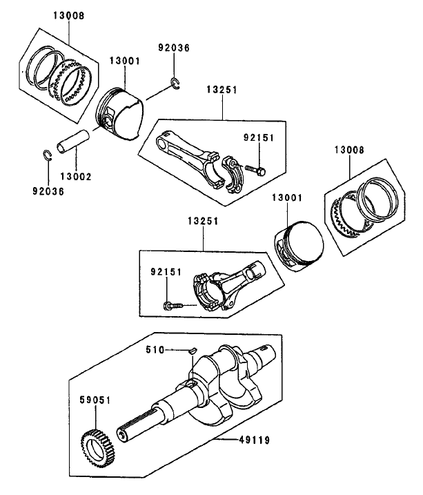 PistonCrankshaft Assembly Kawasaki FD750D AS03