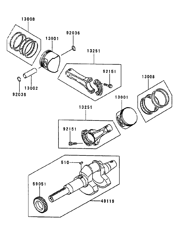 PistonCrankshaft Assembly Kawasaki FD750D AS03