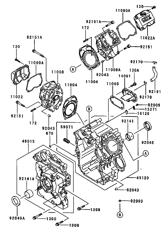 CylinderCrankcase Assembly Kawasaki FD750D AS03