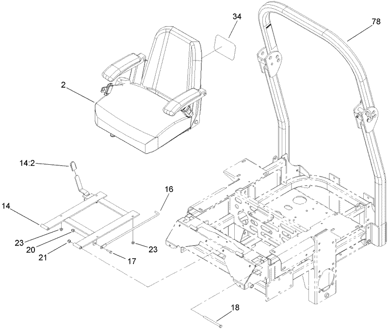 Seat and Roll Over Protection System Assembly