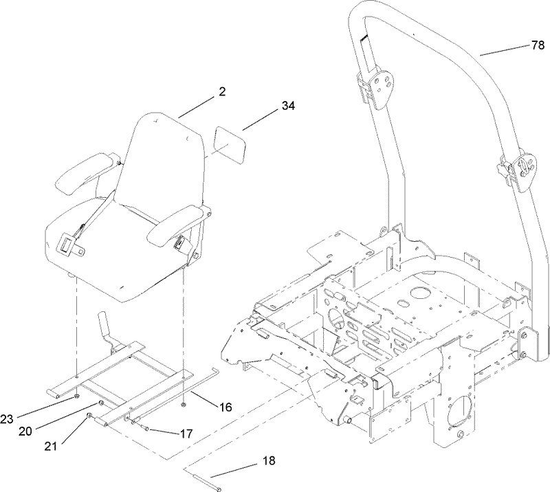 Seat and Roll Over Protection System Assembly