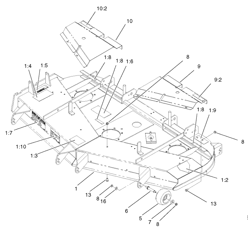 Deck Deflector and Roller Assembly