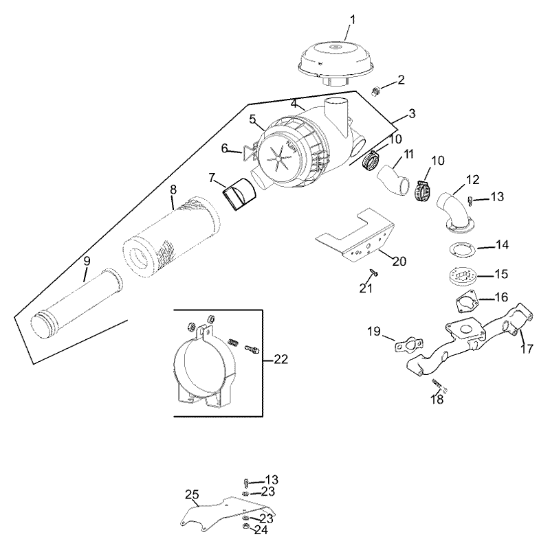 Air Intake Filtration Assembly Kohler CH20S 64684