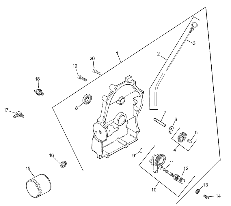 Oil Pan and Lubrication Assembly Kohler CH20 PS 64706