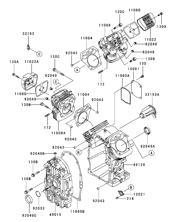 CylinderCrankcase Assembly Kawasaki FH721D AS05