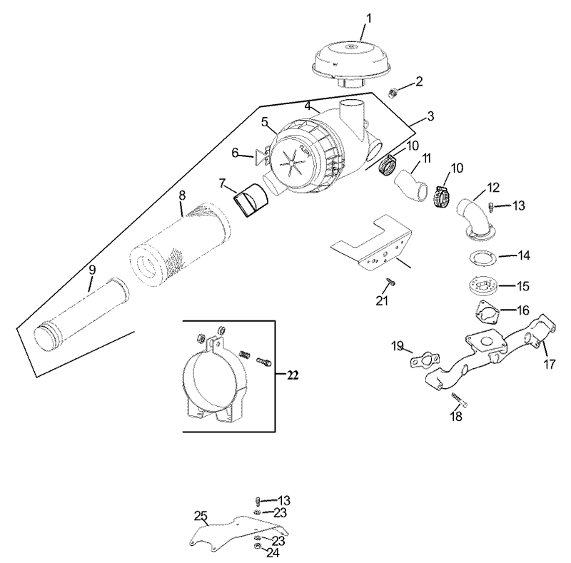 Group 10 Air IntakeFiltration Assembly Kohler CH740 0007