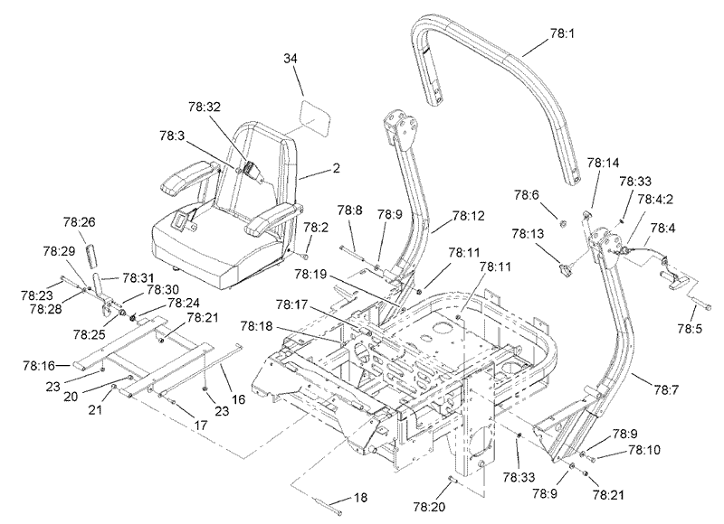Seat and Roll Over Protection Sysytem Assembly