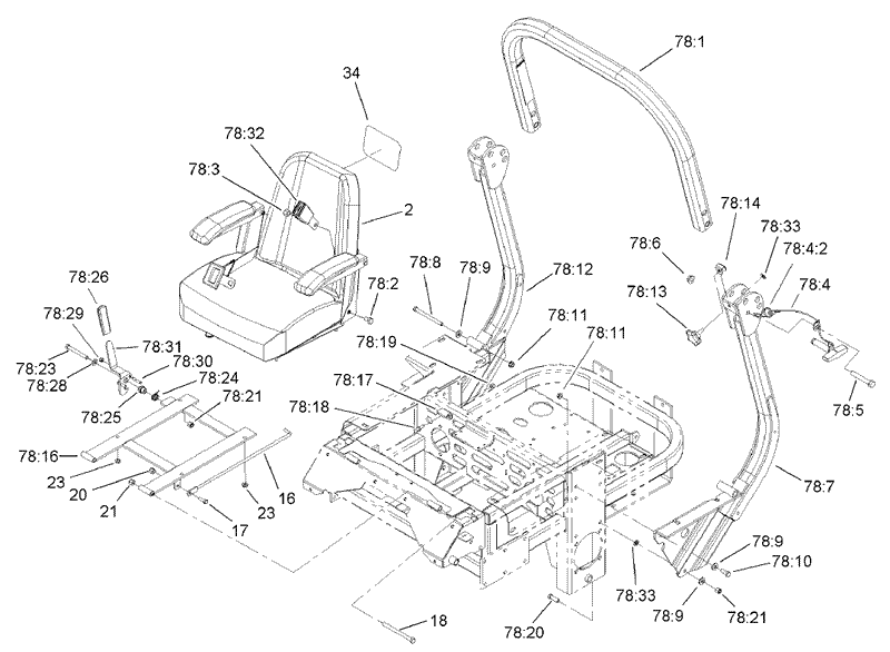Seat and Roll Over Protection System Assembly