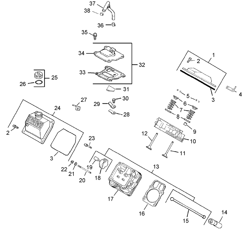 Head Valve and Breather Assembly Kohler CH740 0054