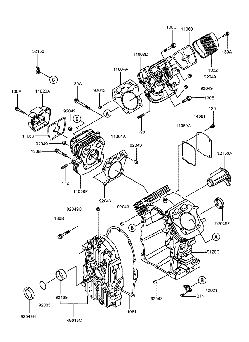 Cylinder and Crankcase Assembly Kawasaki FH721D CS05 R