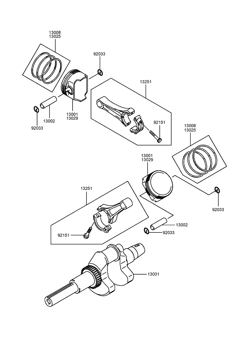 Piston and Crankshaft Assembly Kawasaki FH721D CS05 R