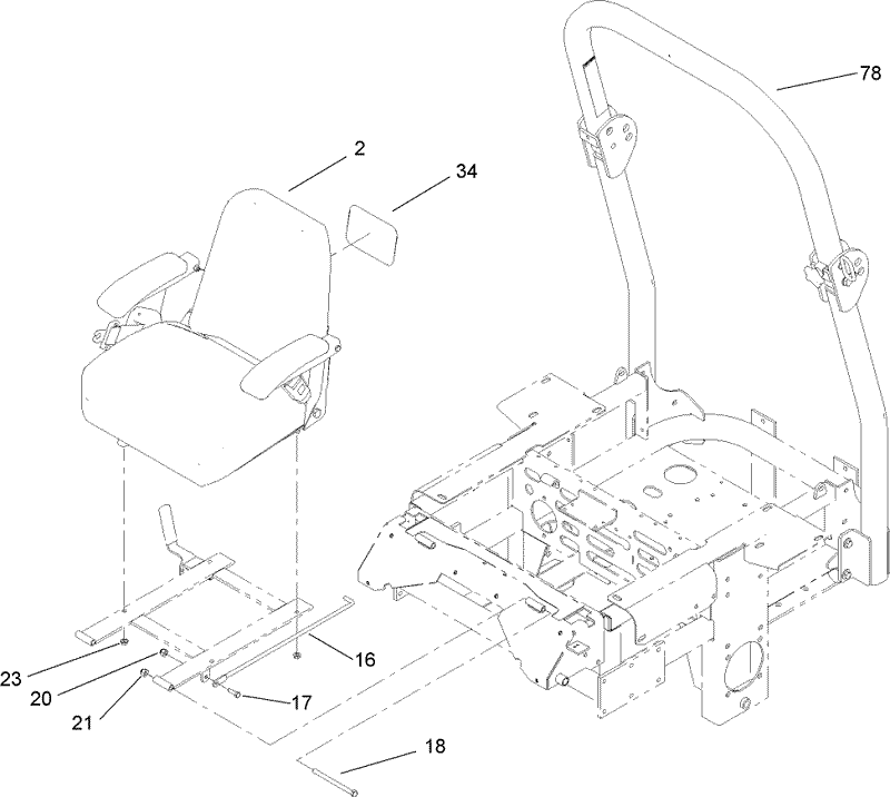 Seat and Roll Over Protection System Assembly