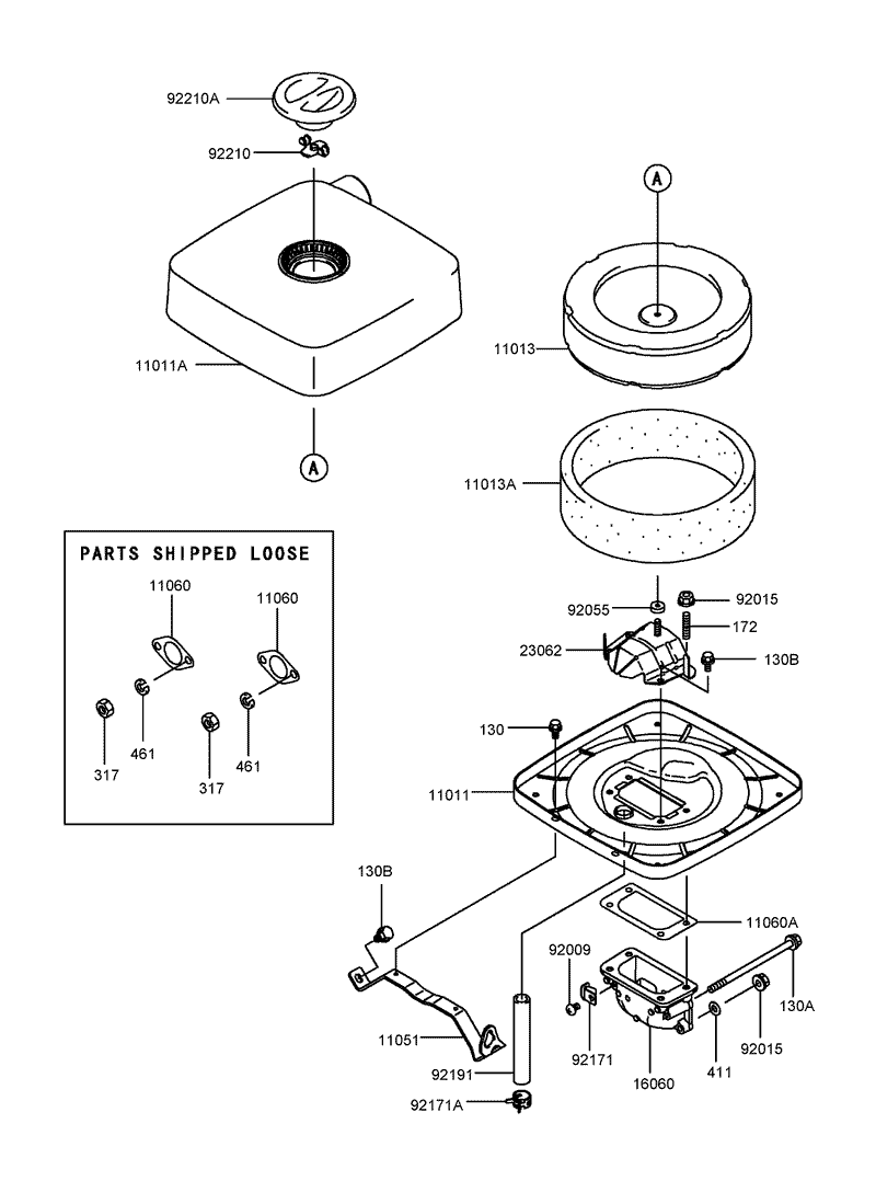 Air Filter and Muffler Assembly Kawasaki FH721D CS05 R