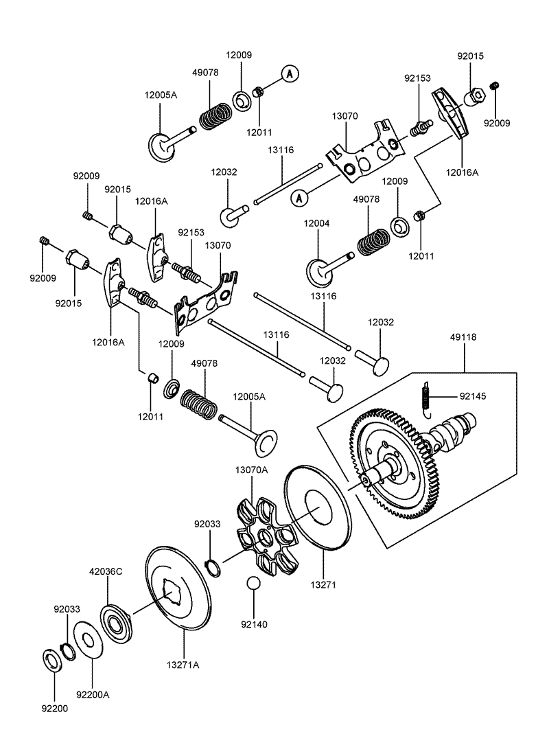 Valve and Camshaft Assembly Kawasaki FH721D CS05 R
