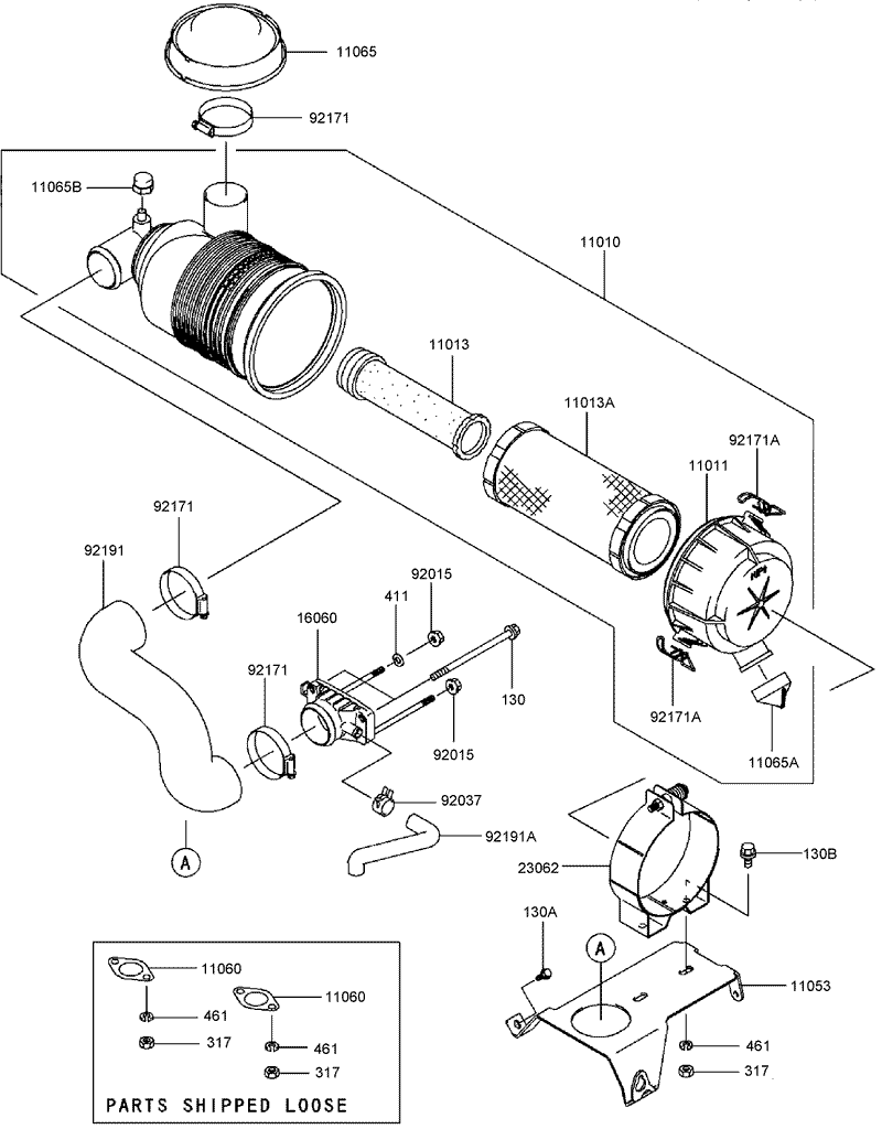 Air FilterMuffler Assembly Kawasaki FH721D AS08