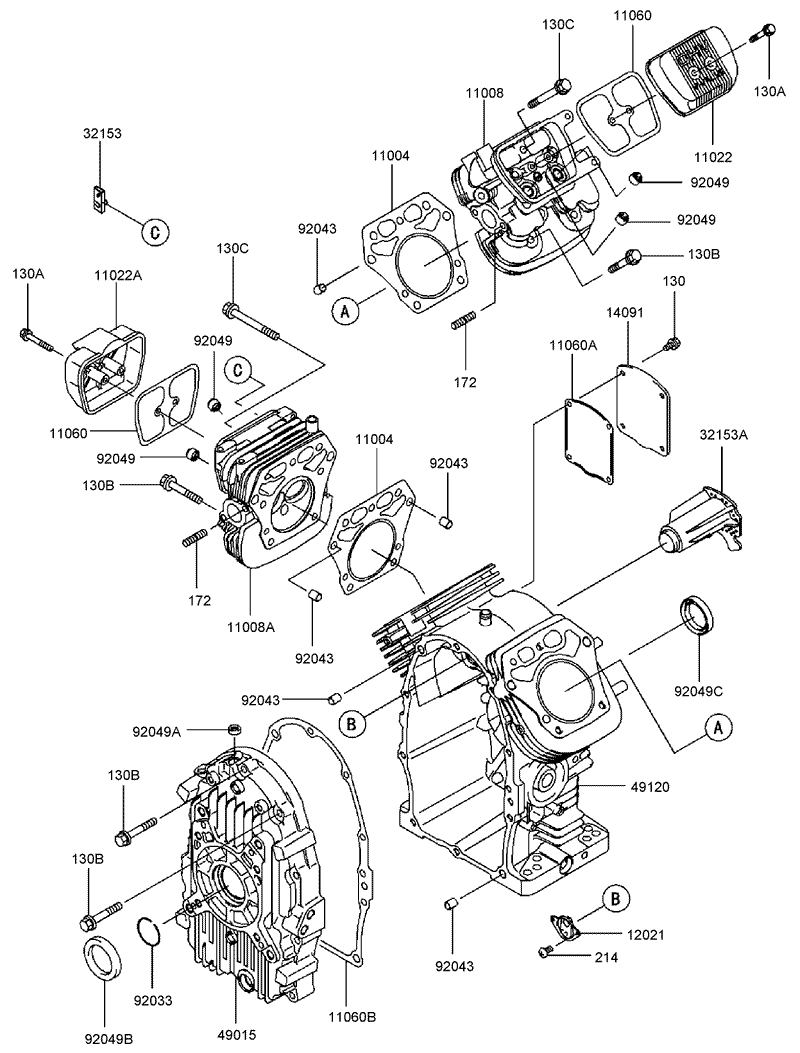 CylinderCrankcase Assembly Kawasaki FH721D AS08