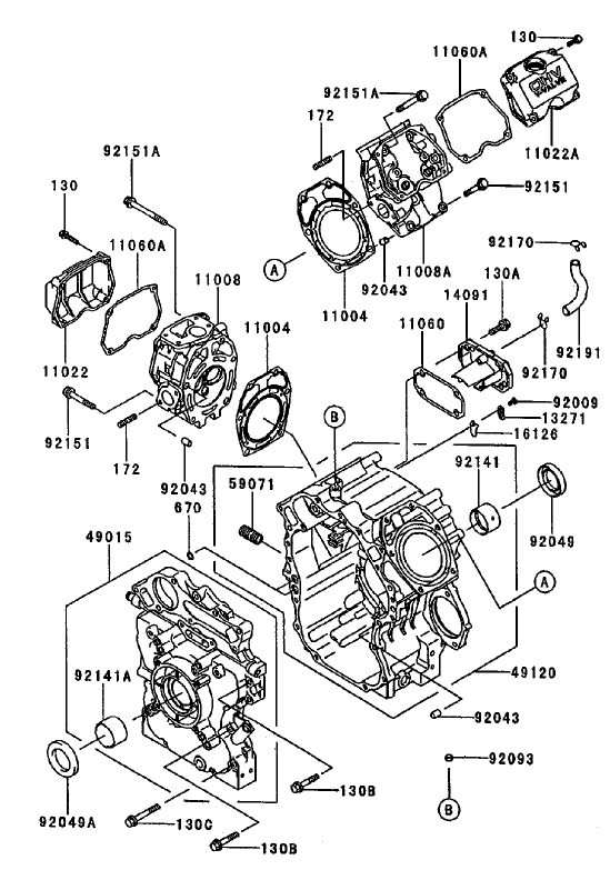 CylinderCrankcase Assembly Kawasaki FD750D AS03