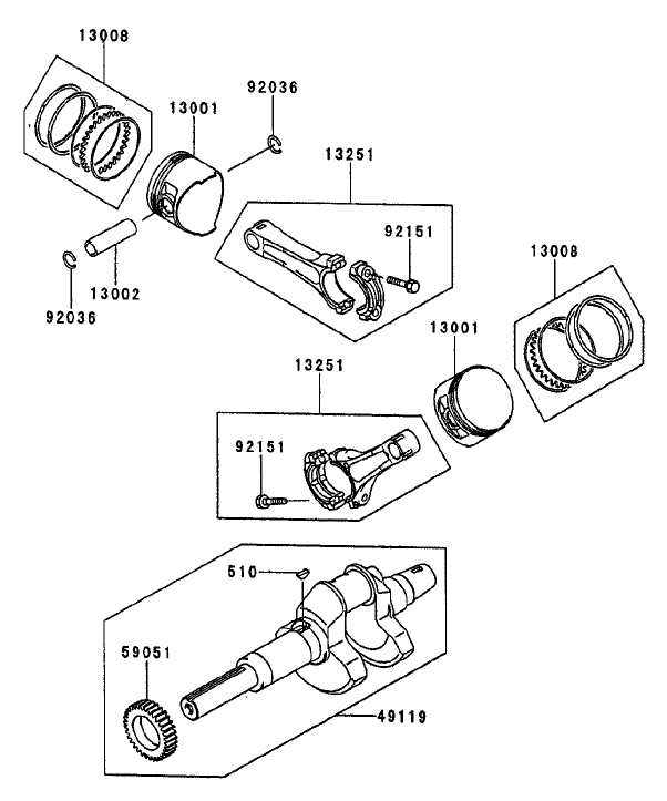 PistonCrankshaft Assembly Kawasaki FD750D AS03
