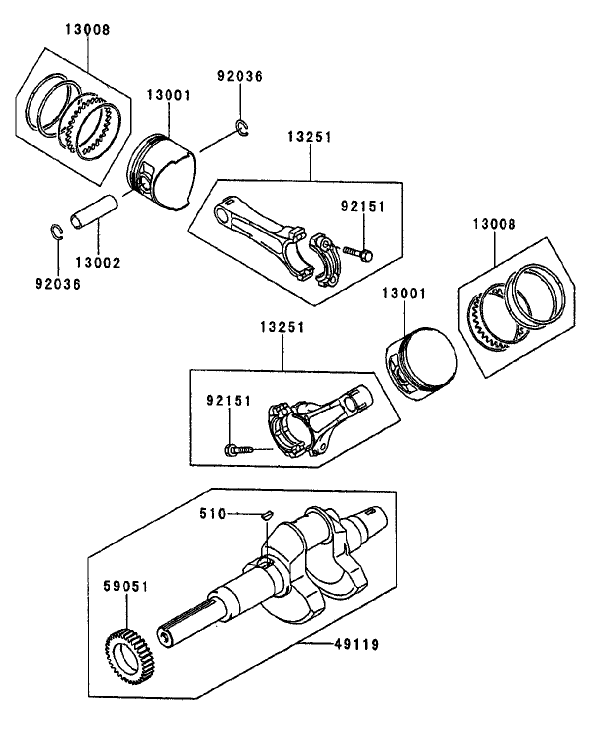 PistonCrankshaft Assembly Kawasaki FD750D AS03