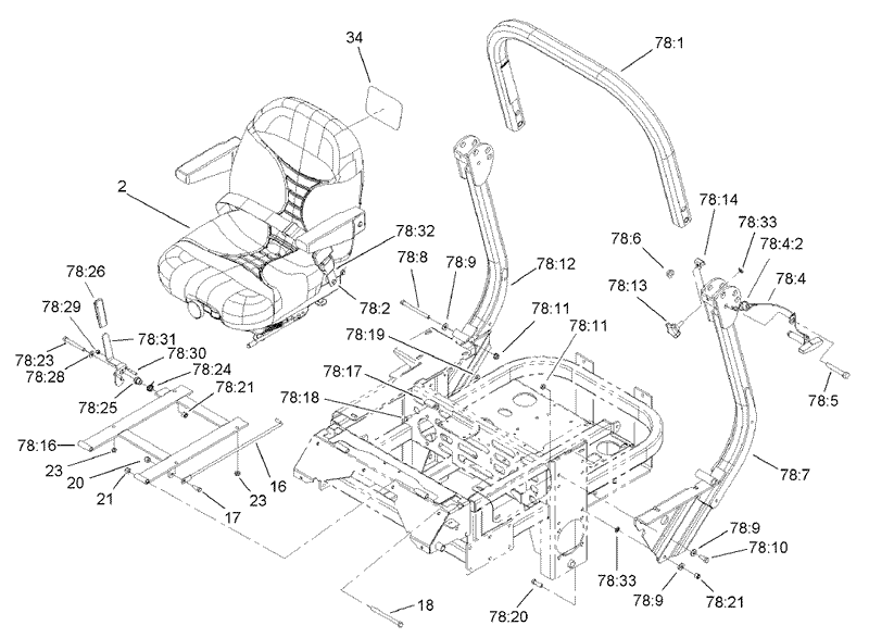 Seat and Roll Over Protection System Assembly