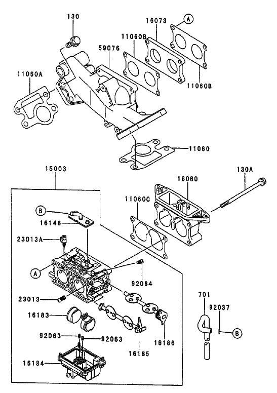 Carburetor Assembly Kawasaki FD750D AS03