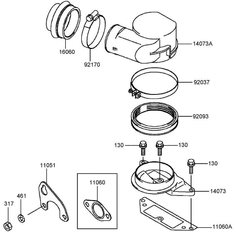 Air Filter and Muffler Assembly Kawasaki FD750D BS03