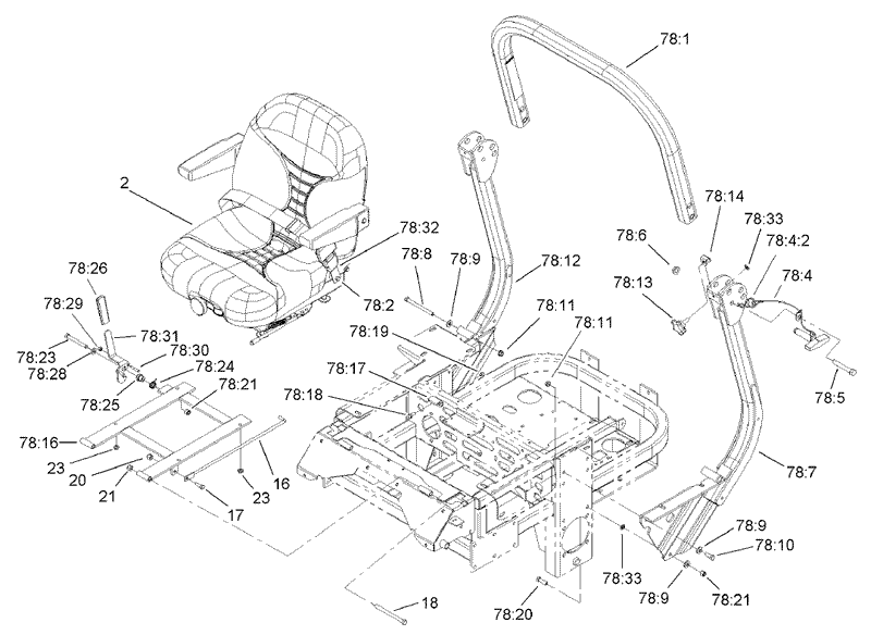 Seat and Roll Over Protection System Assembly