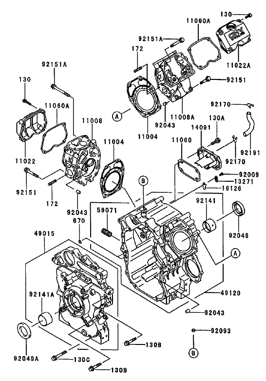 CylinderCrankcase Assembly Kawasaki FD750D AS03
