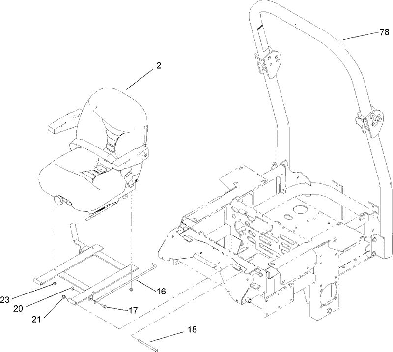 Seat and Roll Over Protection System Assembly