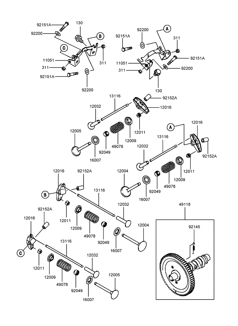 Valve and Camshaft Assembly Kawasaki FD750D BS03
