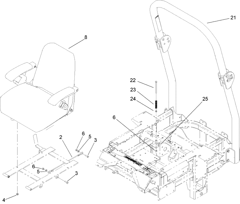 Seat and Roll Over Protection System Assembly