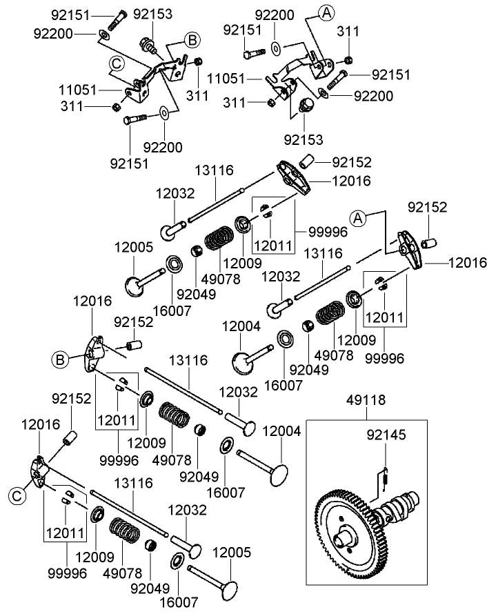 Valve and Camshaft Assembly Kawasaki FD791D AS07