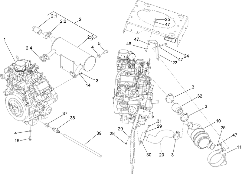 Engine Muffler and Air Cleaner Assembly