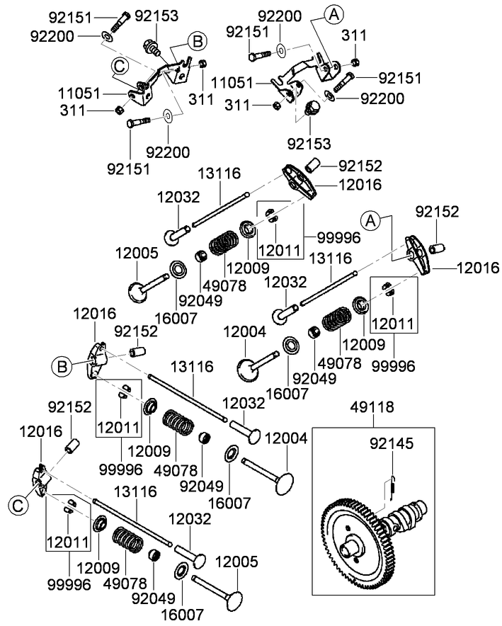 Valve and Camshaft Assembly Kawasaki FD791D AS07