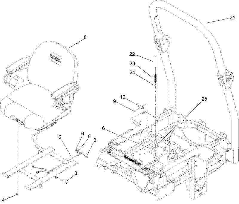 Seat and Roll Over Protection System Assembly